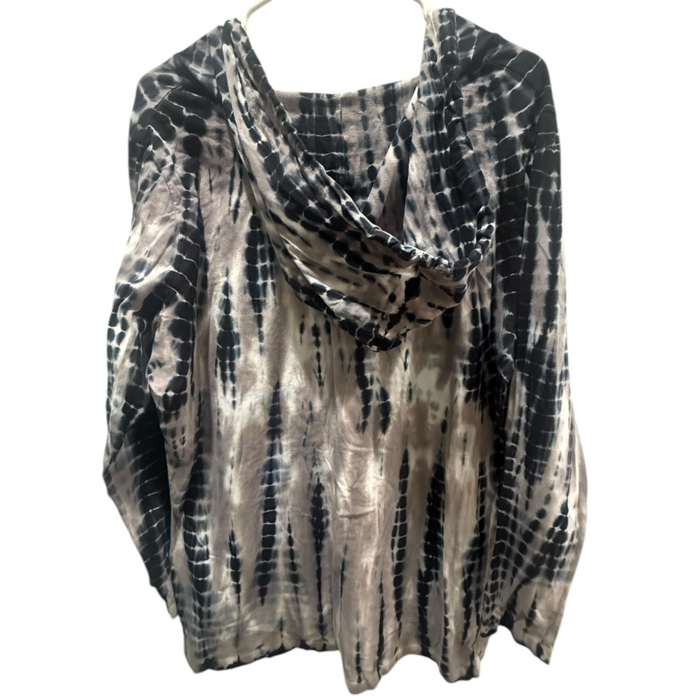 Balance Collection Tie Dye Hooded Tunic Top 1X Soft Lightweight Lounge Hoodie - Picture 3 of 4